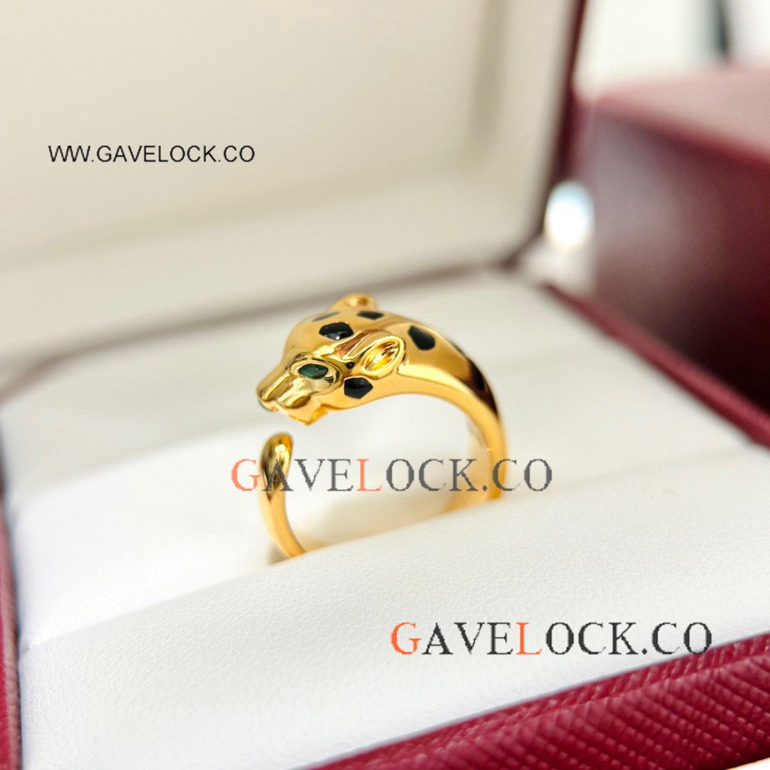 High Quality Replica Cartier Panther-head Ring Yellow Gold